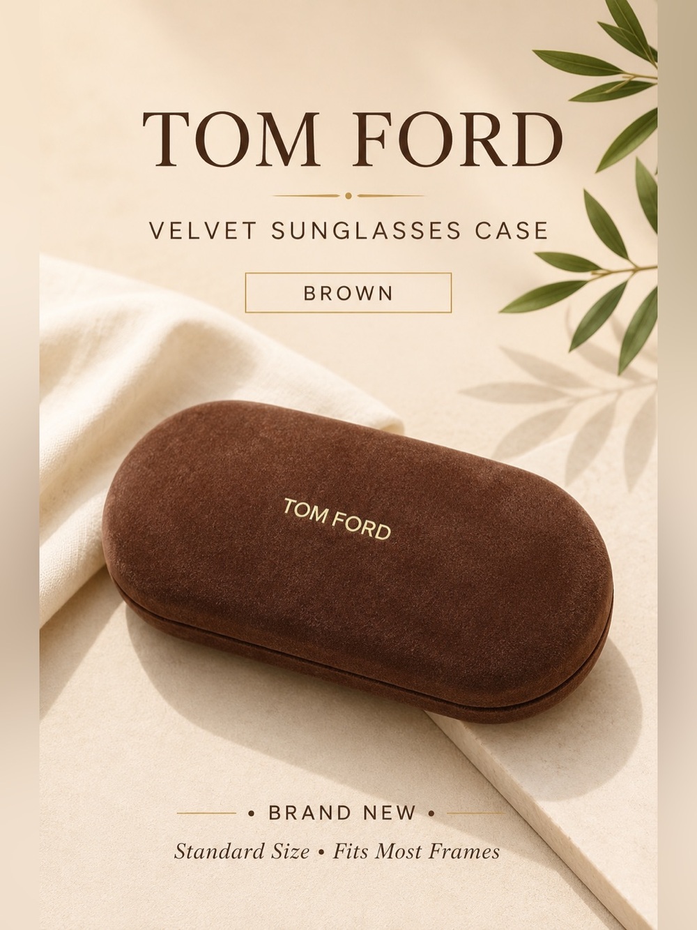 Tom Ford Velvet Sunglasses Case Brown New
